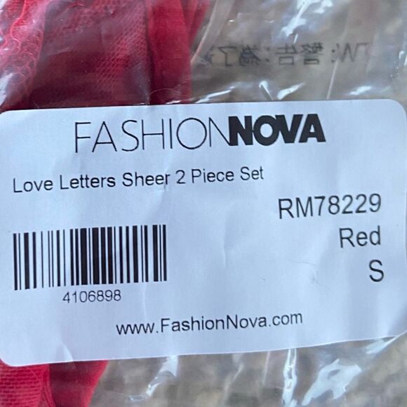 NWT Fashion Nova Love Letters Sheer 2 Piece Set - Red - Picture 5 of 5